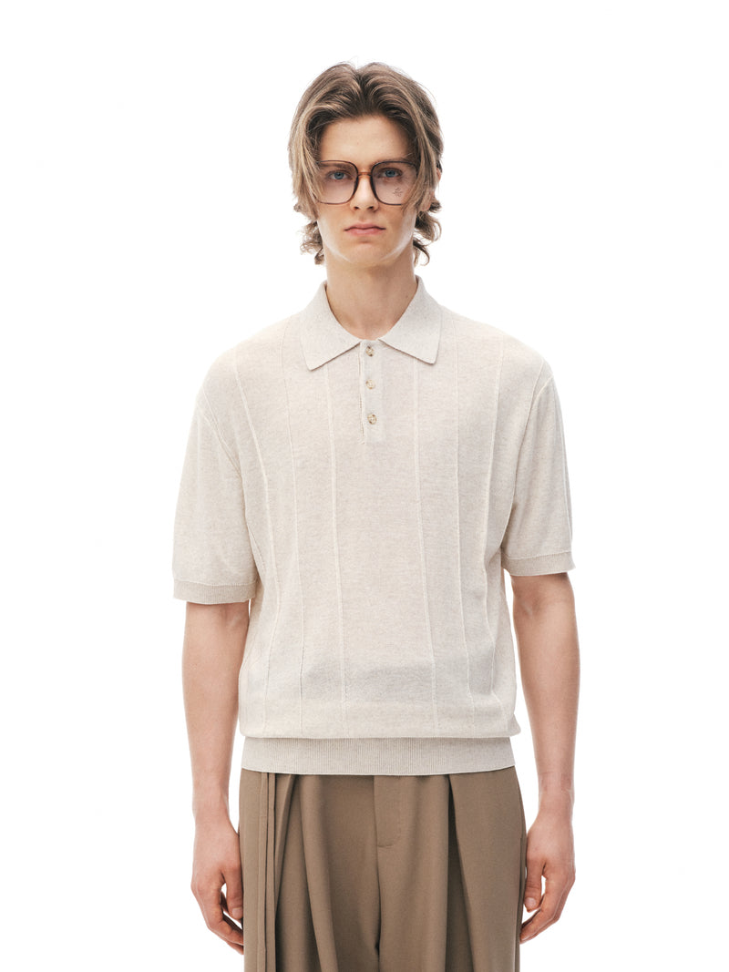 Polo en tricot côtelé