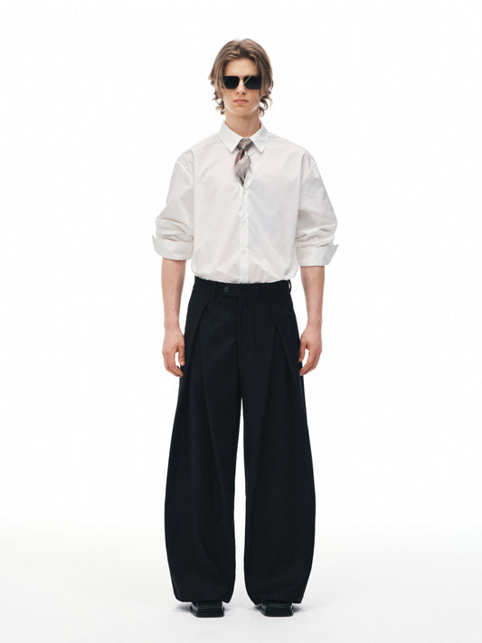Pantalones con Pliegues de Columna
