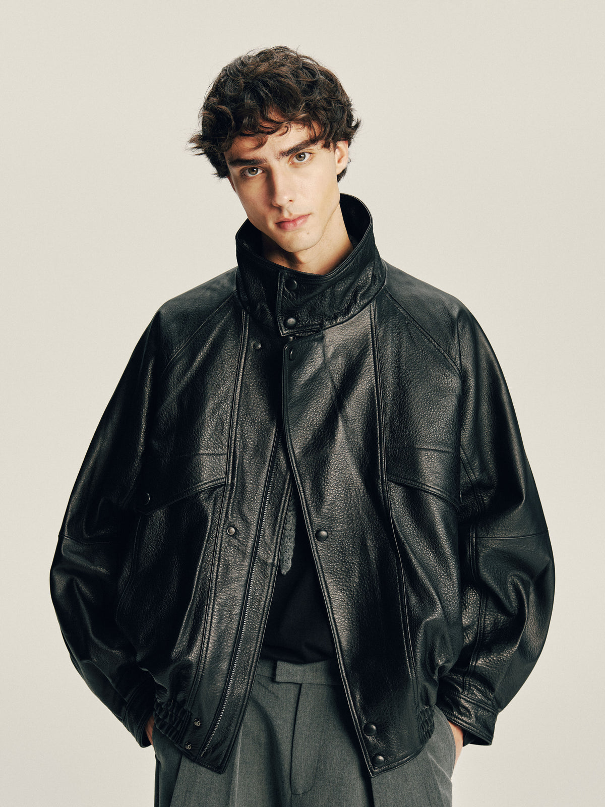 Grain Leather Jacket 01