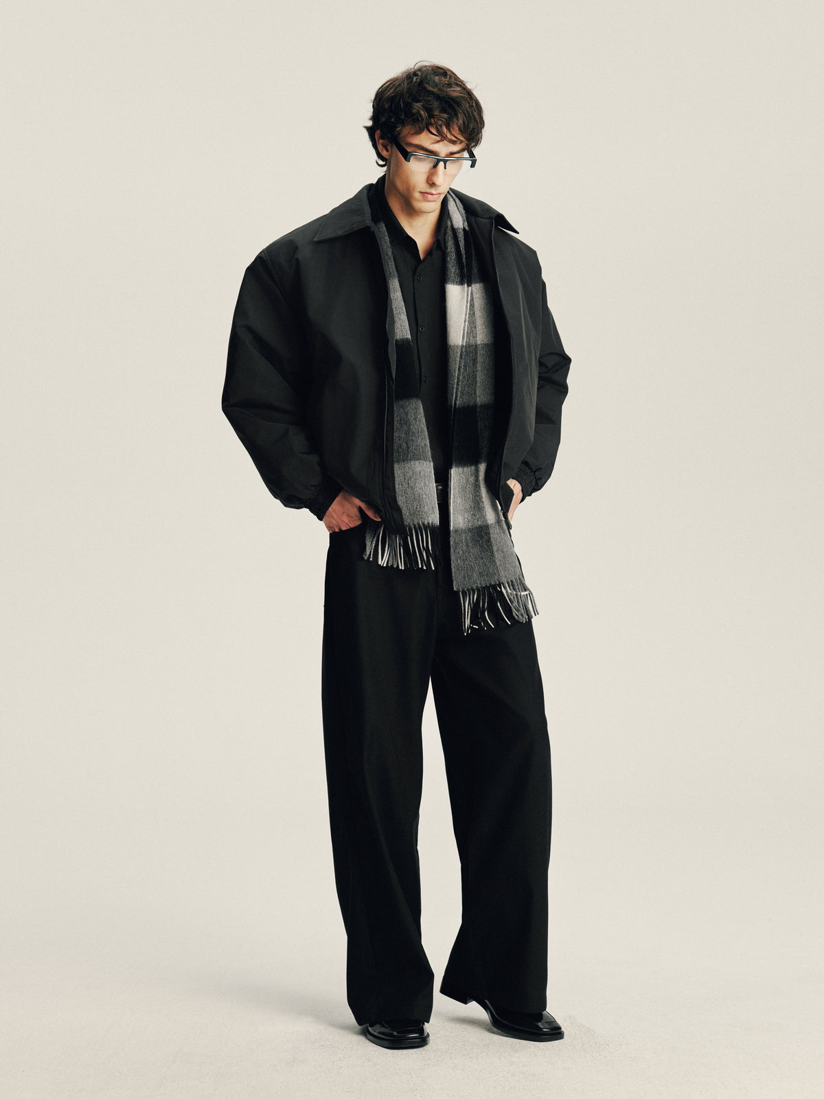 Checked Wool Scarf