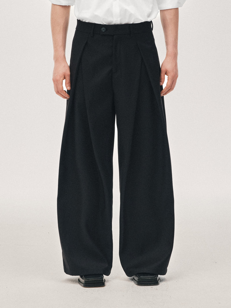 Pantalones con Pliegues de Columna