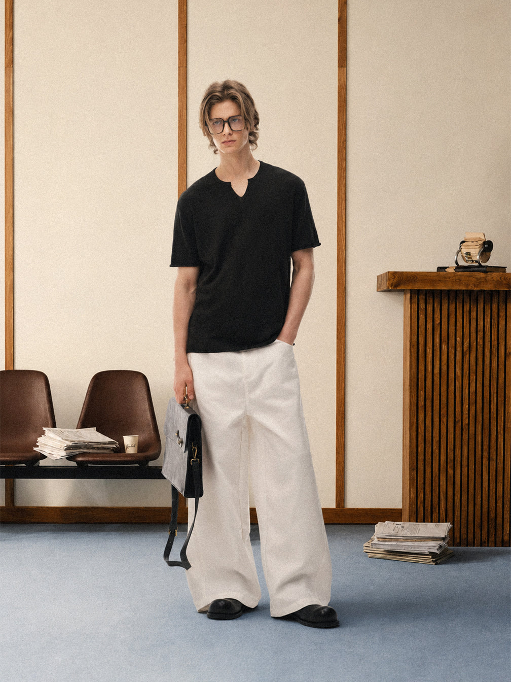 Pantalones anchos de línea