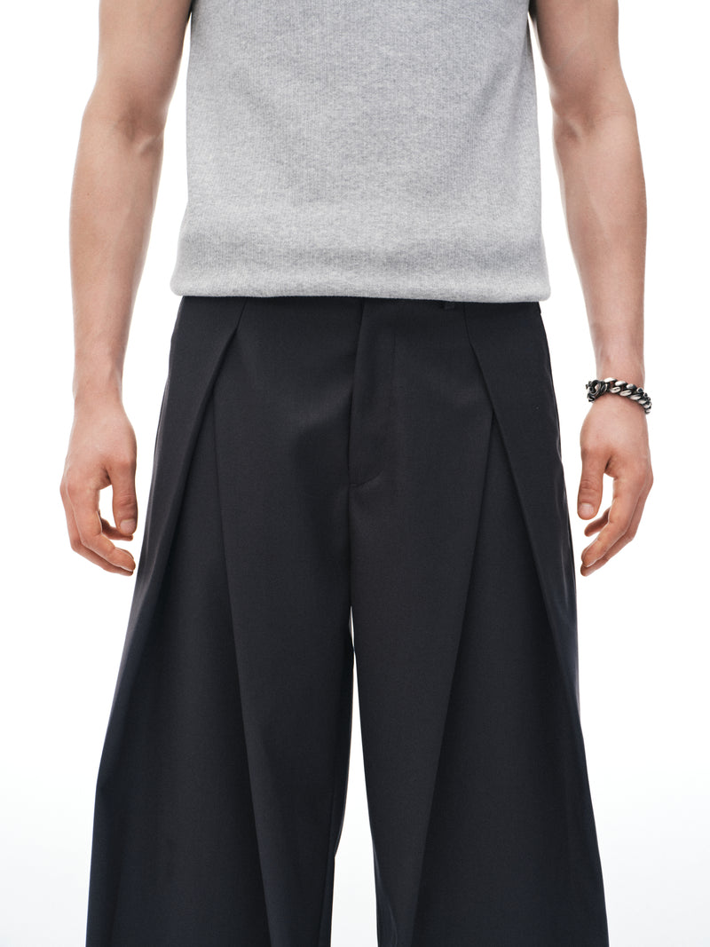 Pantalones con Pliegues de Columna