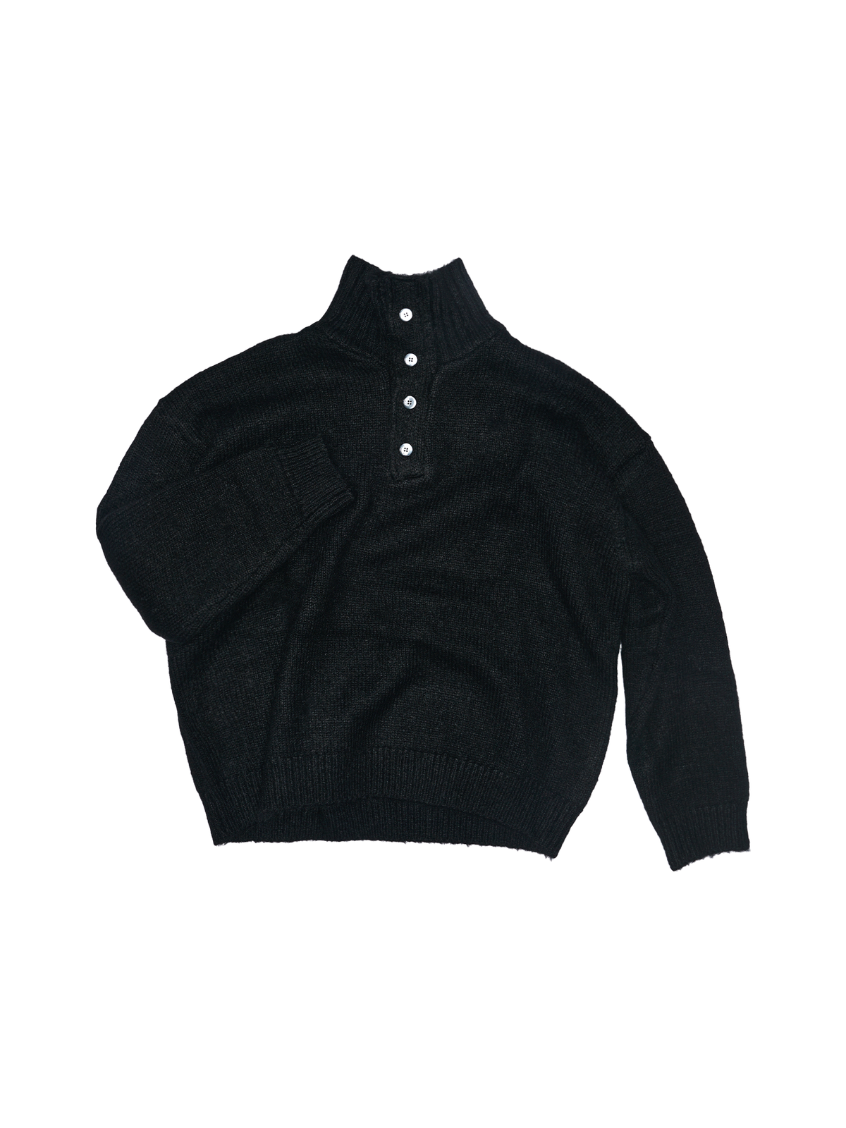 Button Funnel Knit in Black
