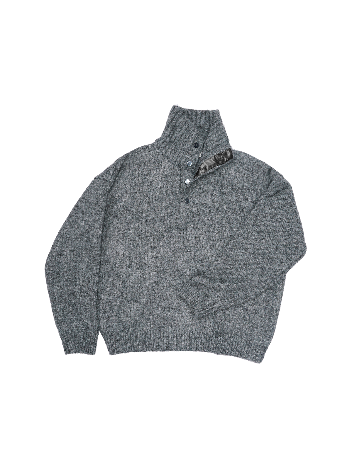 Button Funnel Knit in Grey