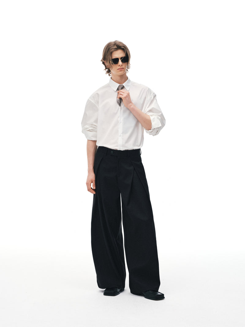 Pantalones con Pliegues de Columna